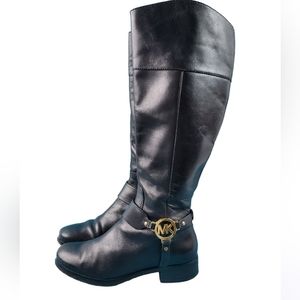 Michael Kors Full-Zip Riding Boots Women's Size 7M Black Leather Knee High Boot